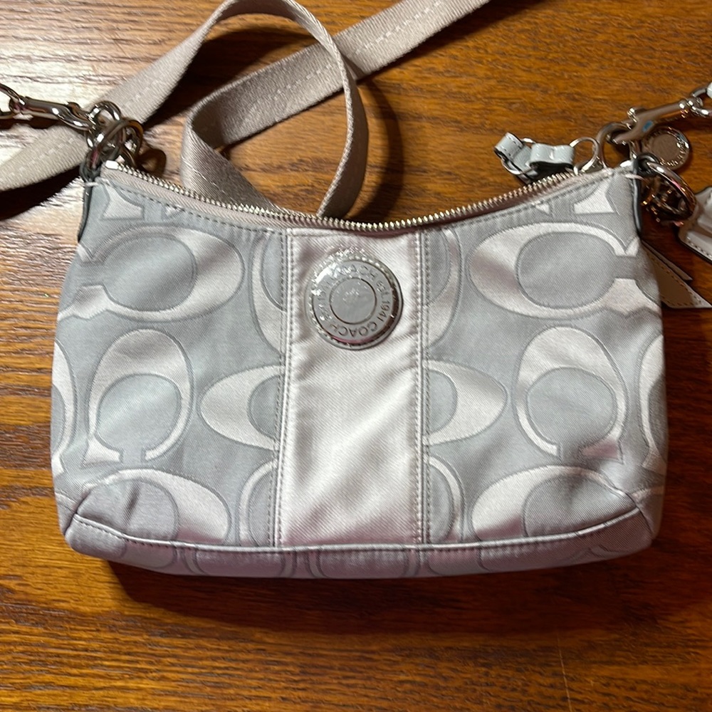 Coach silver and gray crossbody excellent condition